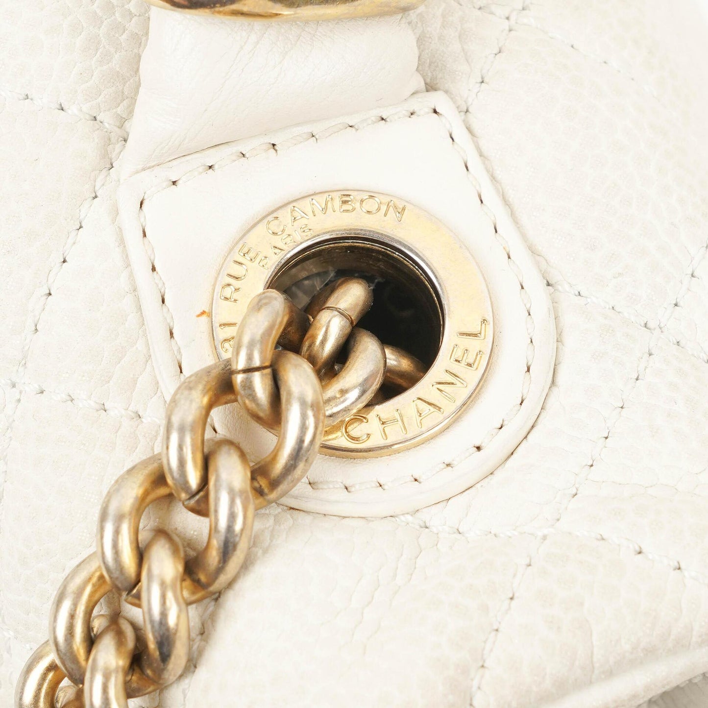 Chanel Vintage Globe Trotter Flap Tasche aus weißem Caviar Leder