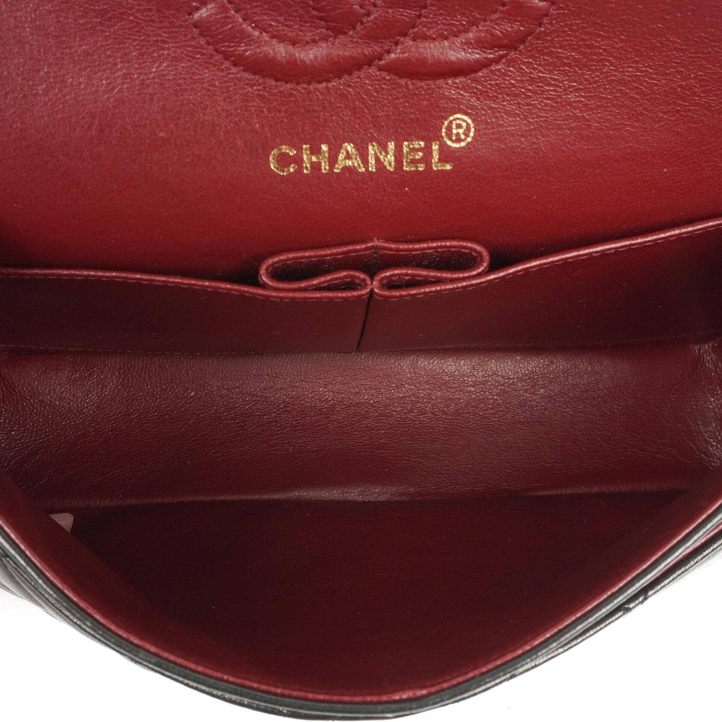 Chanel Vintage Small Classic Double Flap Bag aus schwarzem gestepptem Lammleder mit 24K goldplattierter Hardware