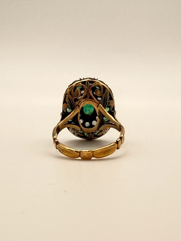 Antiker 18K Smaragdring ca. 1860 • Alt-Schliff • Gr. 53