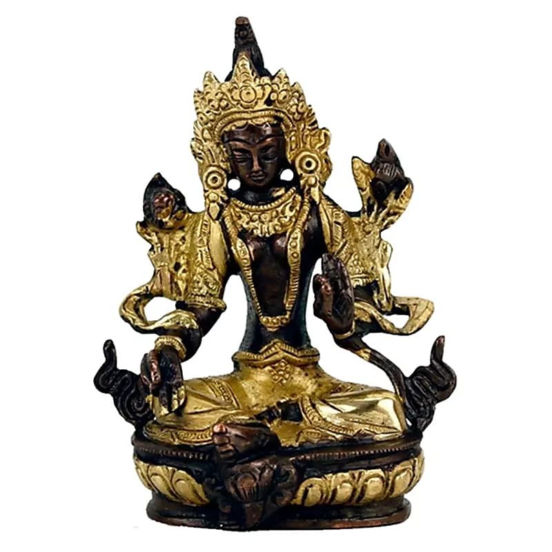 Grüne Tara Statue Messing/goldfarben - 624 g; 13 cm - Laminimas e.K