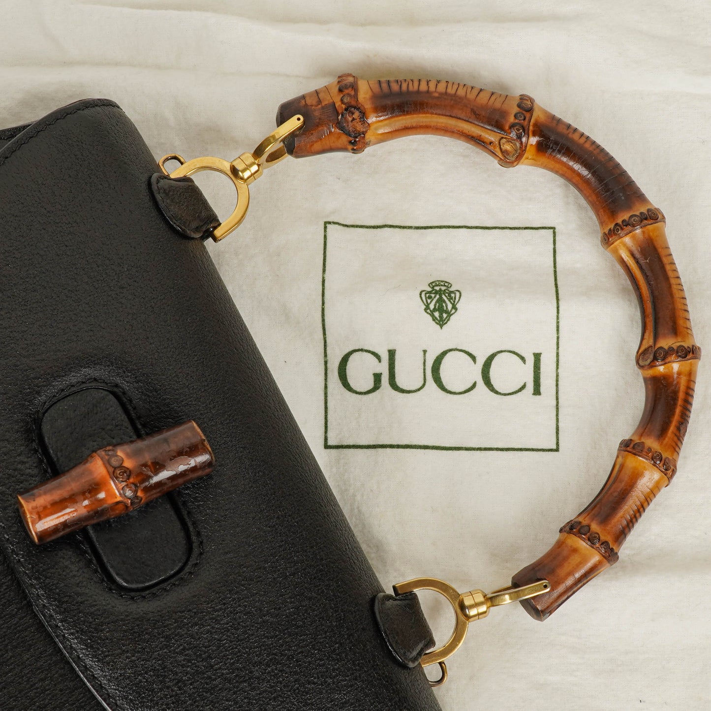 Gucci Bamboo Top Handle Ledertasche in Schwarz