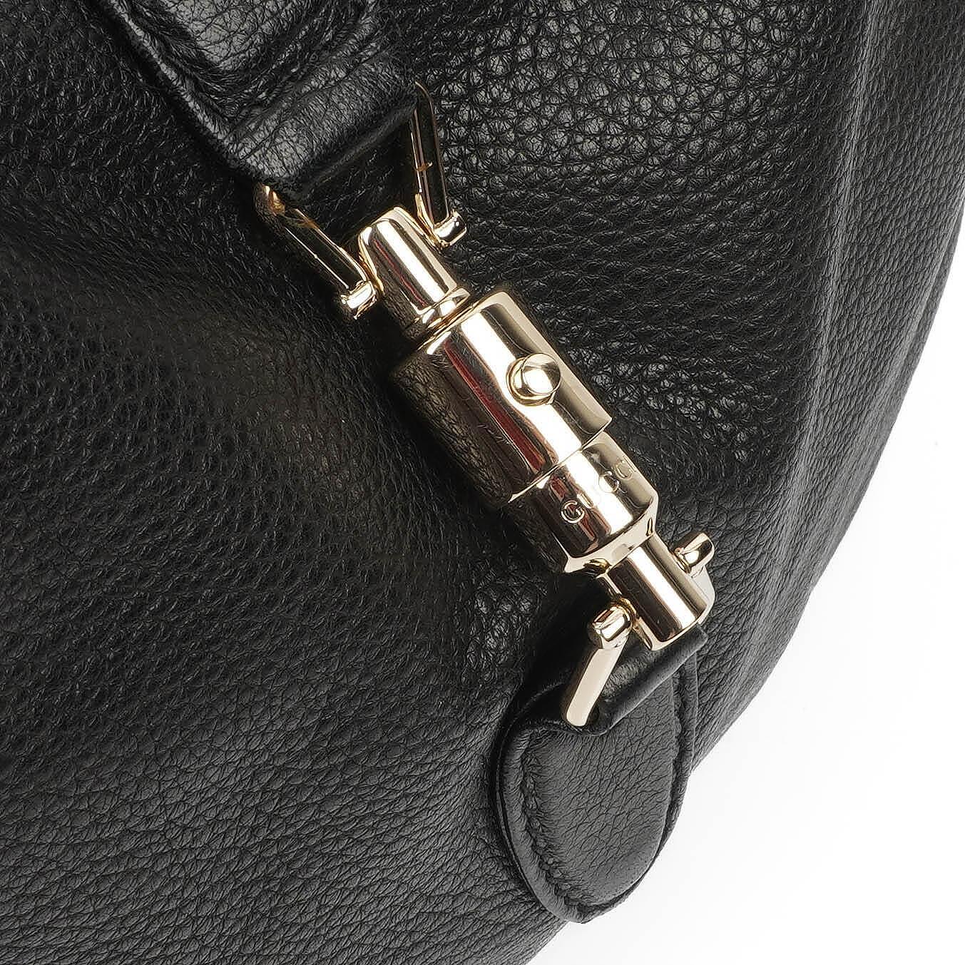 Gucci Jackie Schwarze Leder Bambus Quasten Große Hobo Tasche