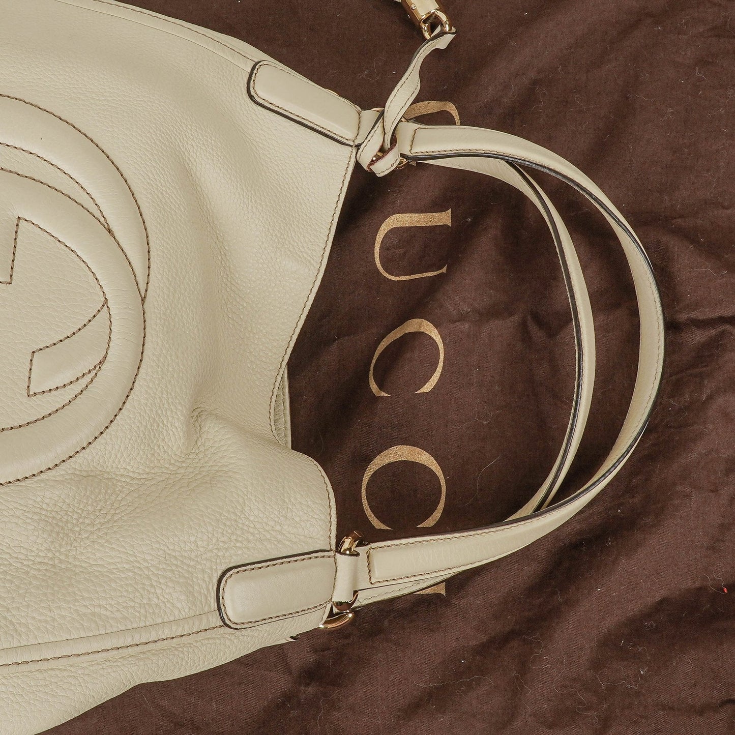 Gucci Soho Tote Tasche aus neutralfarbenem Leder