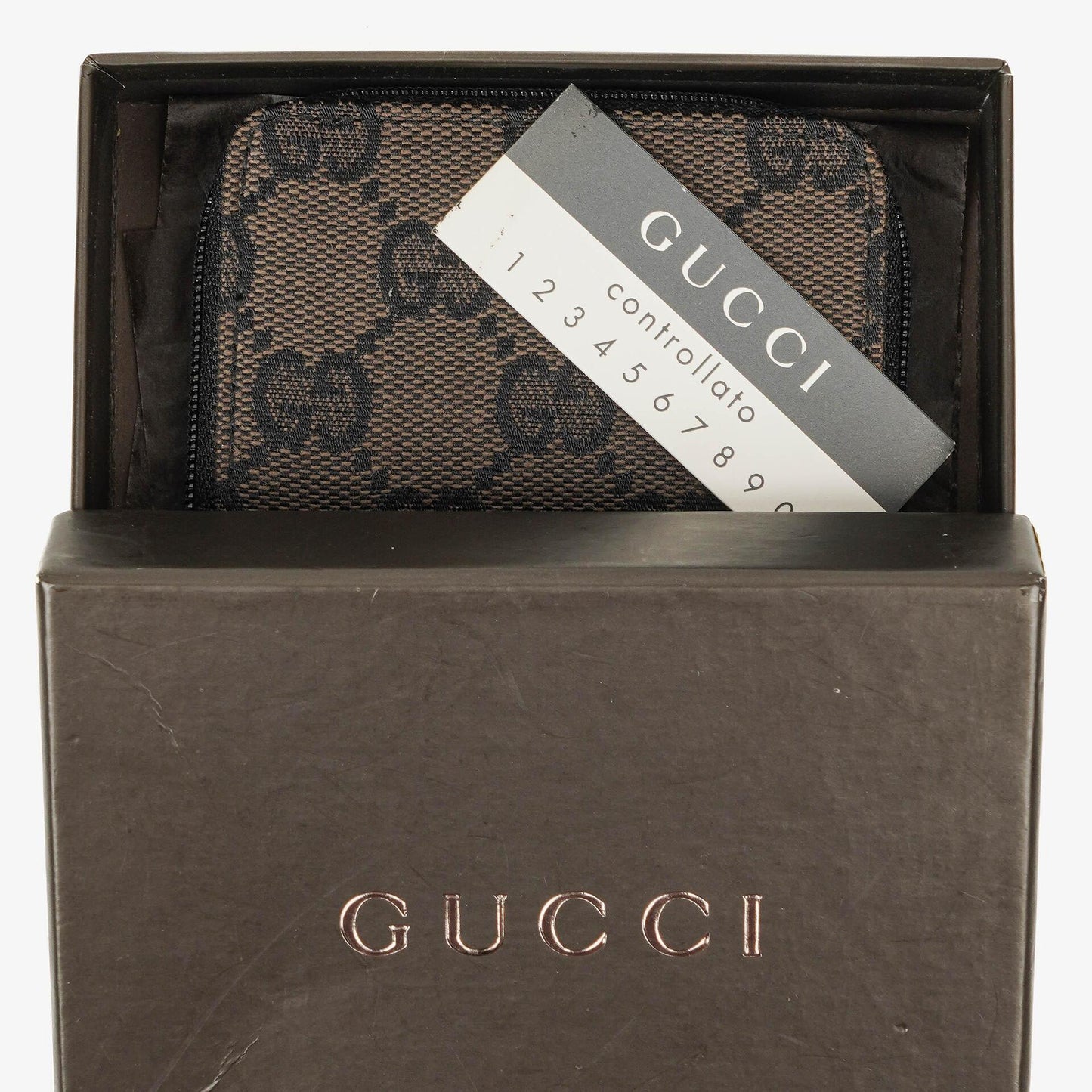 Gucci Vintage GG Canvas Münztasche in Schwarz/Braun