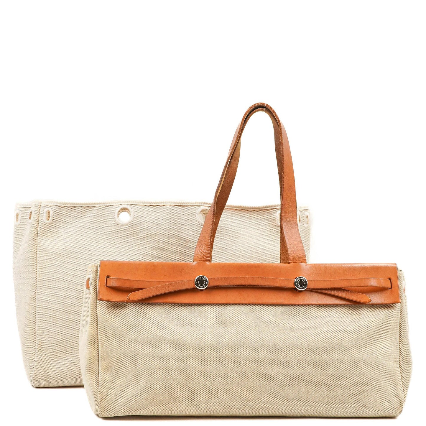 Hermès Herbag Cabas Canvas Vache Hunter MM 2-in-1 Tasche
