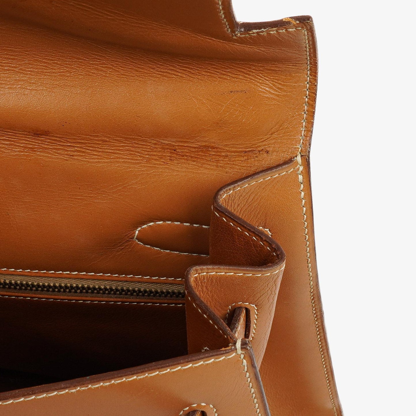 Hermès Kelly 32 Sellier Vintage in Natur Chamonix mit Goldbeschlägen, 1977