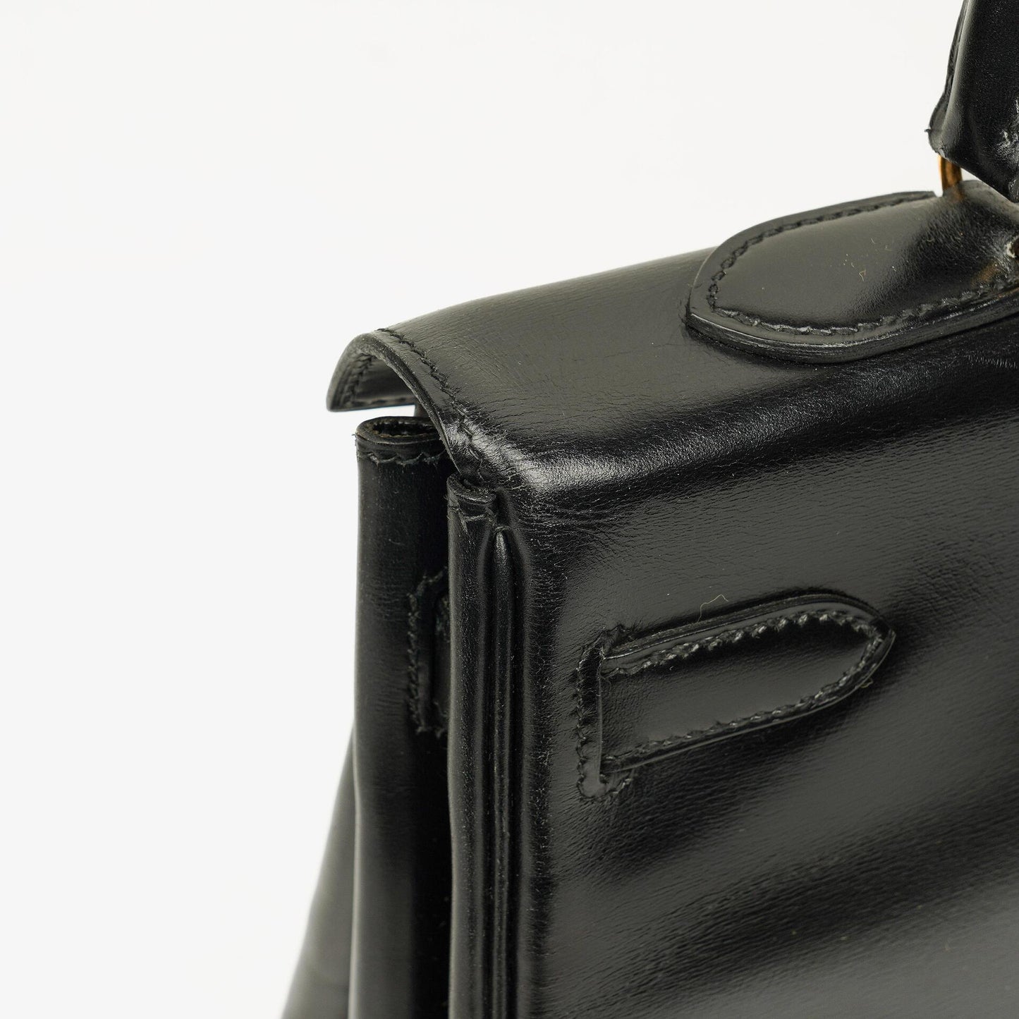 Hermes Kelly 35 Retourne Vintage Schwarzes Boxkalb Goldbeschläge, 1987