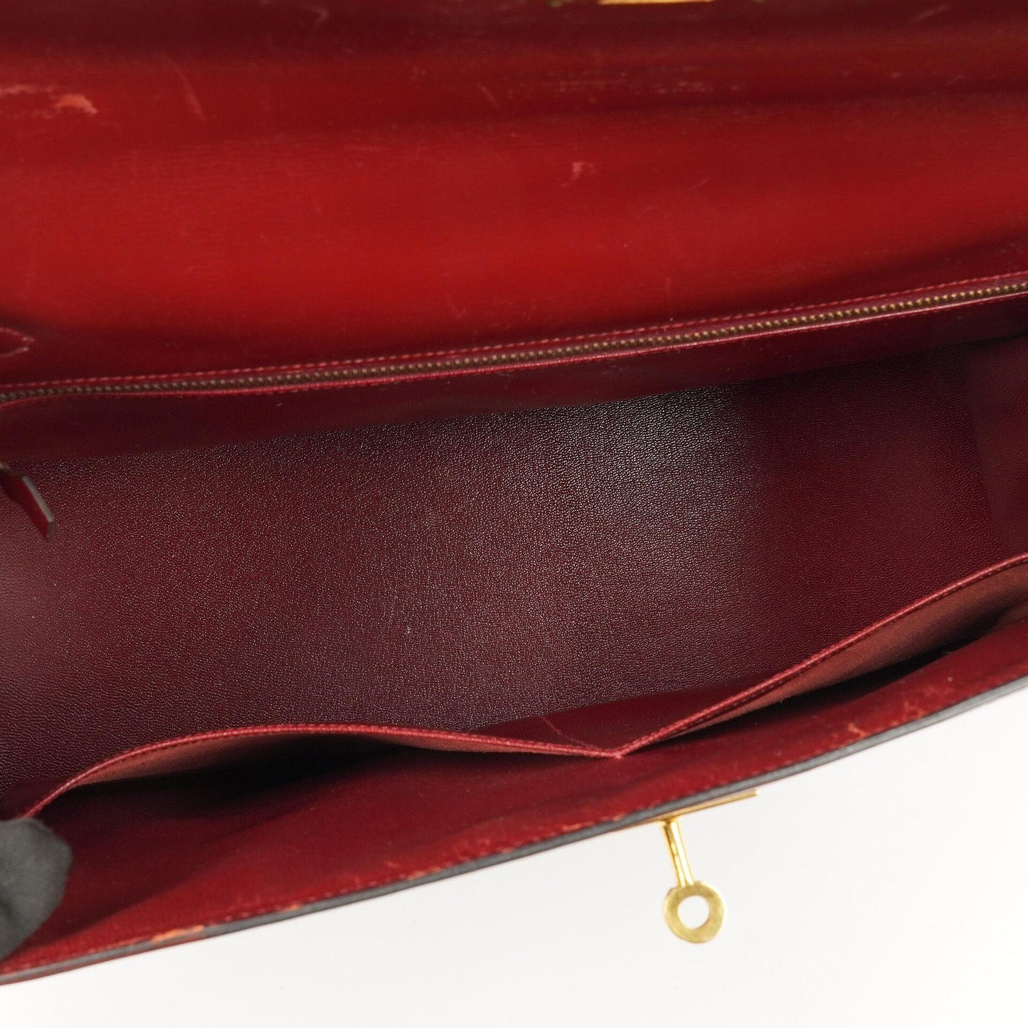 Hermès Kelly 35 Vintage Sellier Rouge H Box Kalbsleder Mit Gold Hardware, 1977