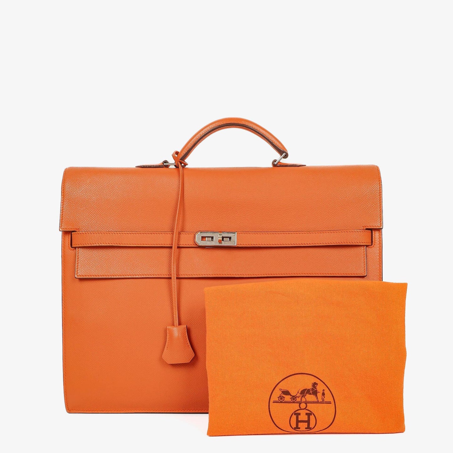 Hermès Kelly Depeche 38 Tasche aus orangefarbenem Epsom Leder