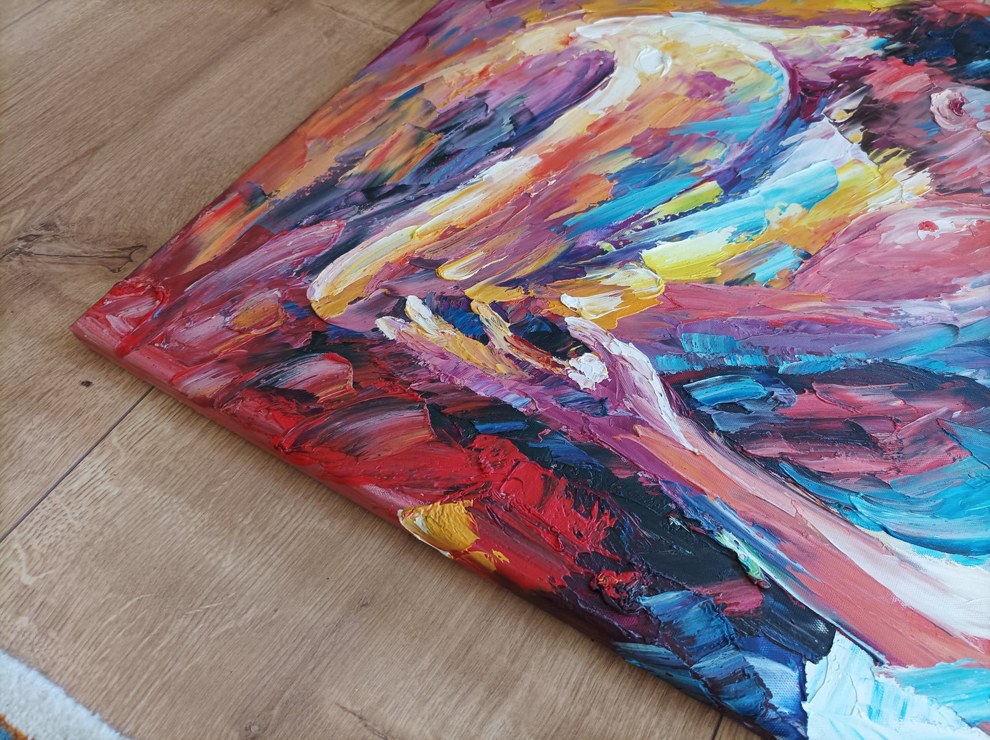 Handarbeit: Abstraktes Öl Gemälde Kunstwerk Erotik Paar
