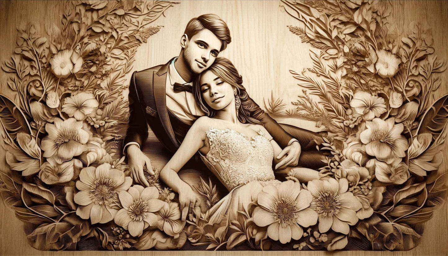 Custom photo on wood, laser cut photo on wood with picture frame, personalized wall decoration, portrait from photo.