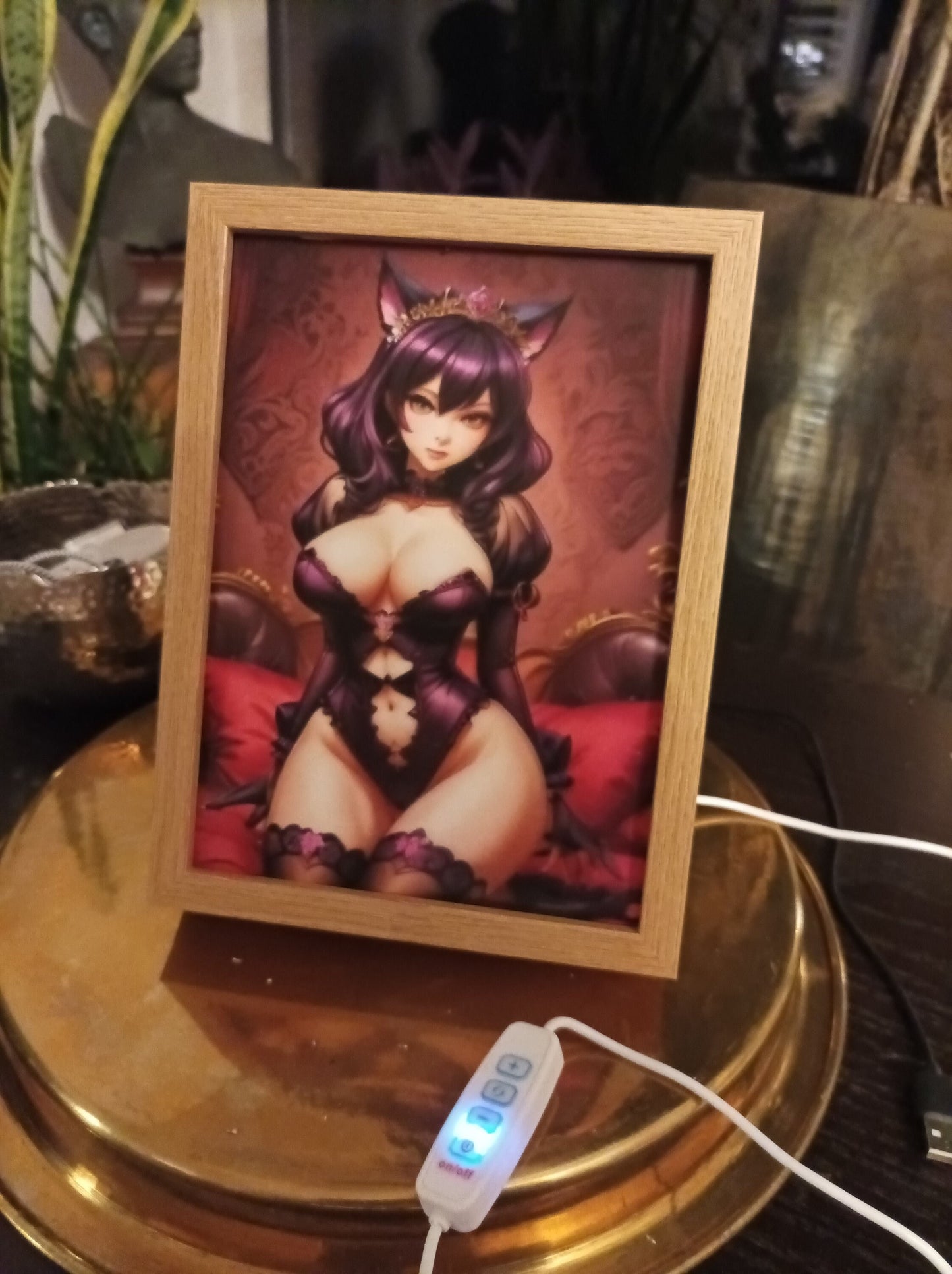 Luminous erotic art print: Mystical Cat Princess
