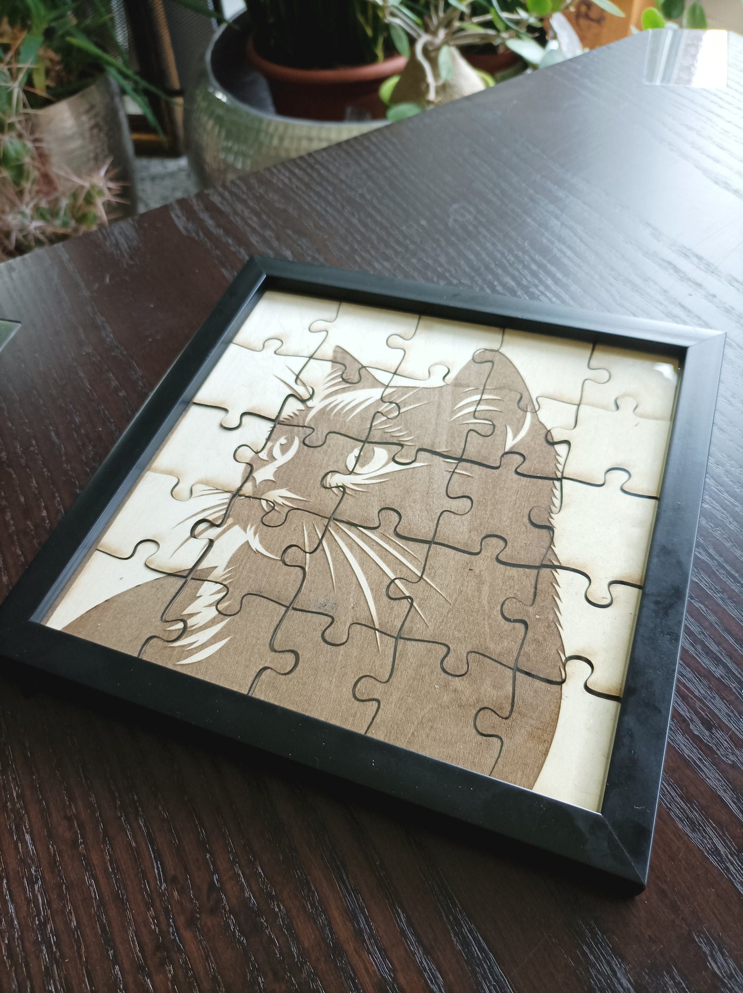 Custom photo on wood, laser cut photo on wood with picture frame, personalized wall decoration, portrait from photo.