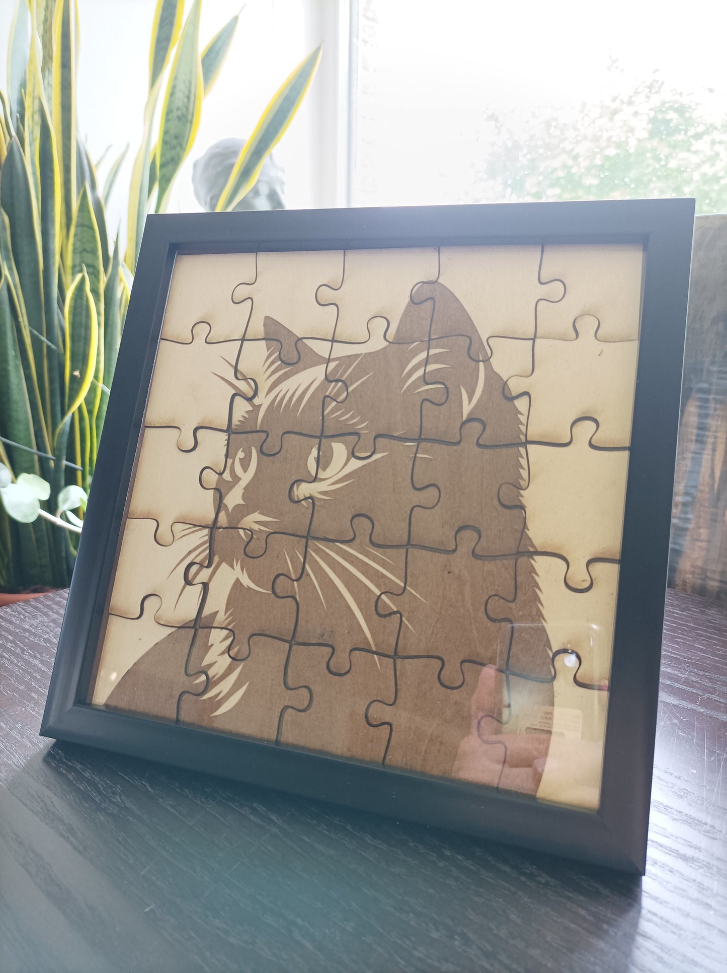 Custom photo on wood, laser cut photo on wood with picture frame, personalized wall decoration, portrait from photo.