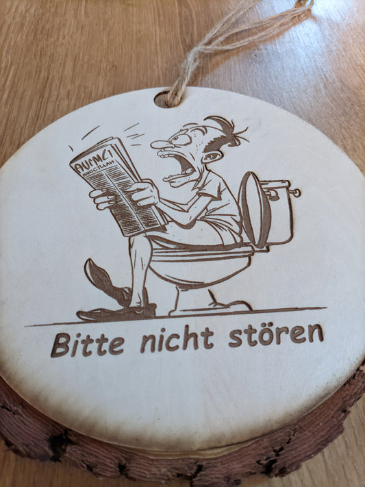 Humorvolles Toilettenschild aus Holz