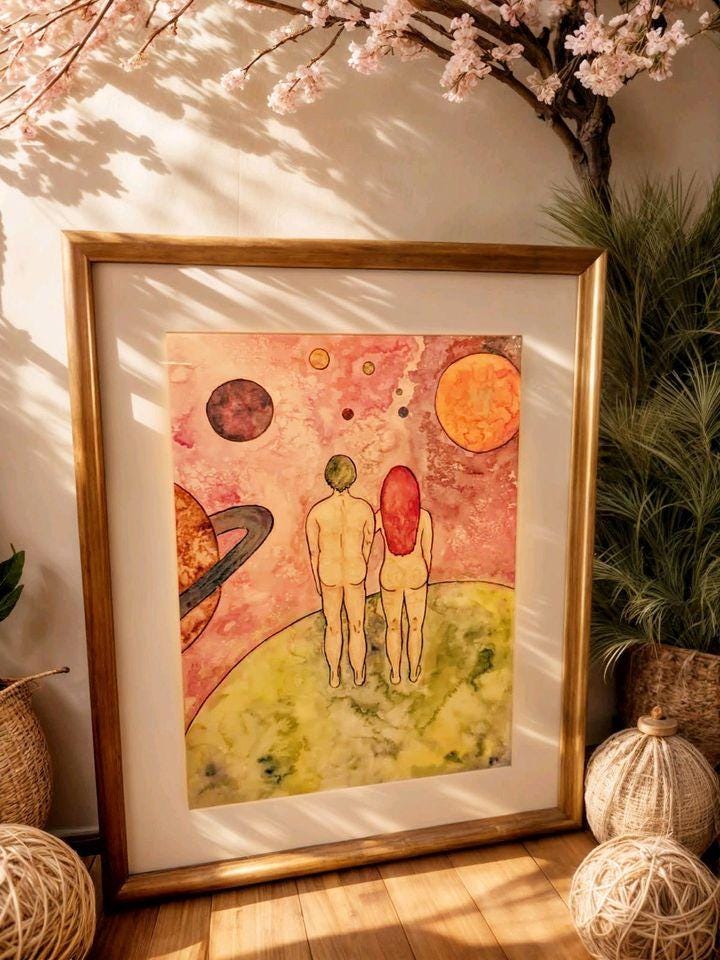 Kosmische Reise - Original Acrylgemälde auf Leinwand