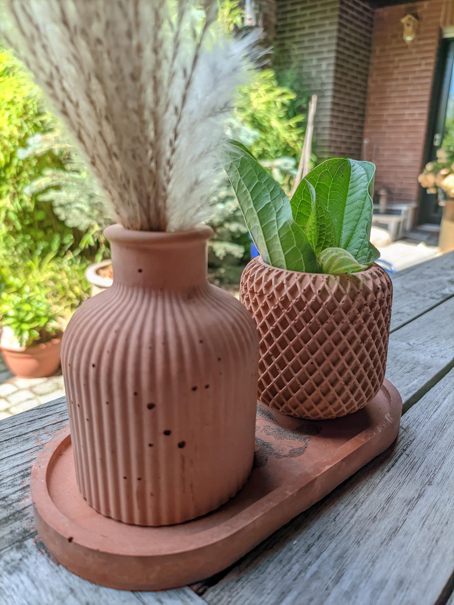 Rustic vase set made of cast ceramic or concrete