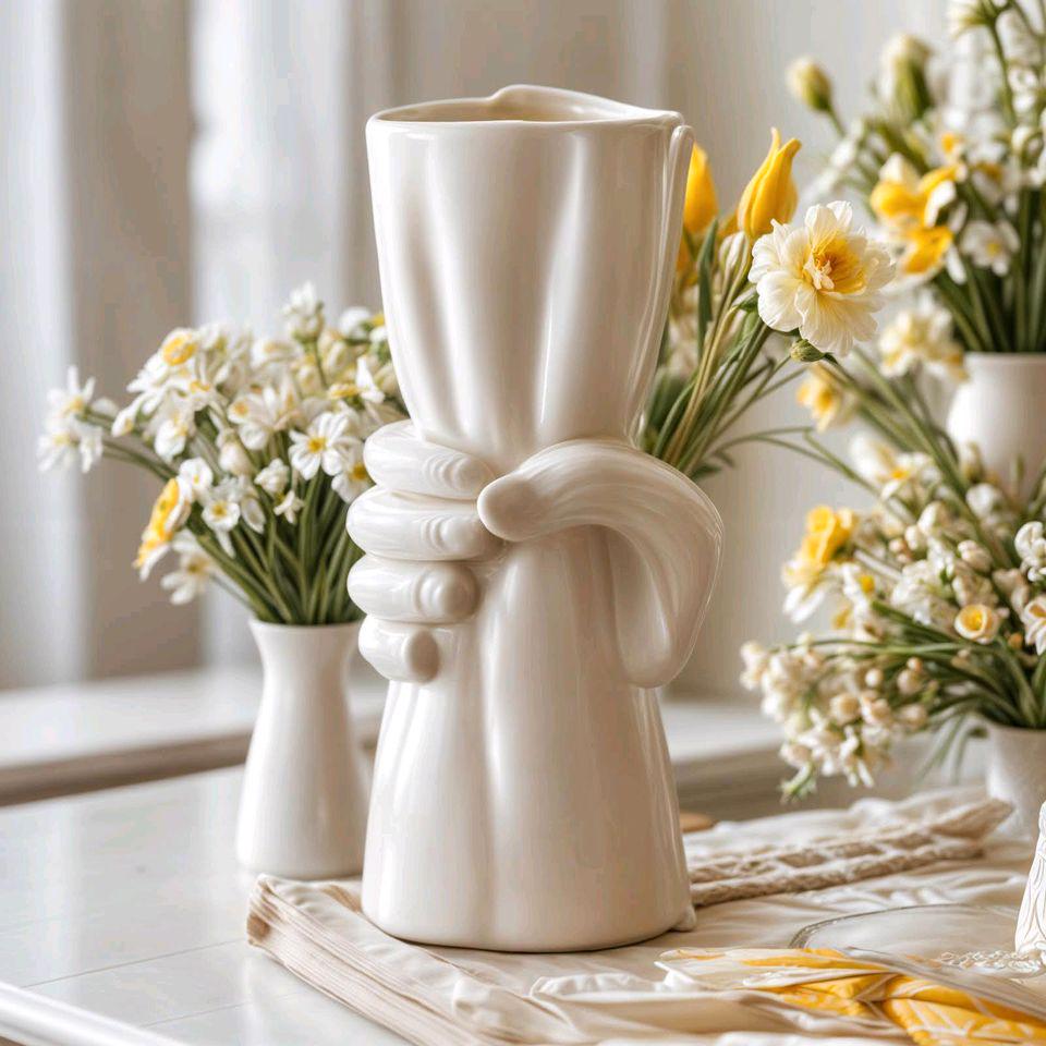 Hand-held elegance - The unique vase made of cast ceramic