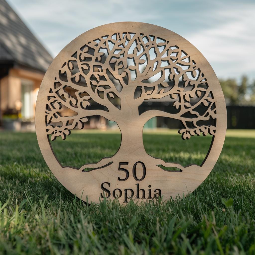 Personalisierte Lebensbaum Holzgravur - Einzigartiges Geschenk