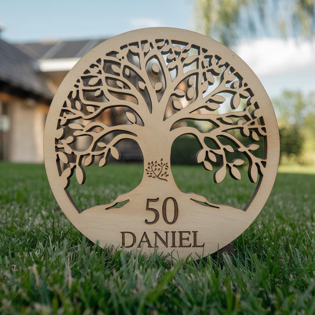 Personalisierte Lebensbaum Holzgravur - Einzigartiges Geschenk