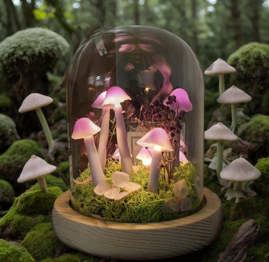 Magiczna, świecąca lampa w kształcie grzyba, bajkowa szklana kopuła, wyjątkowy prezent, dekoracja domu, zestaw DIY