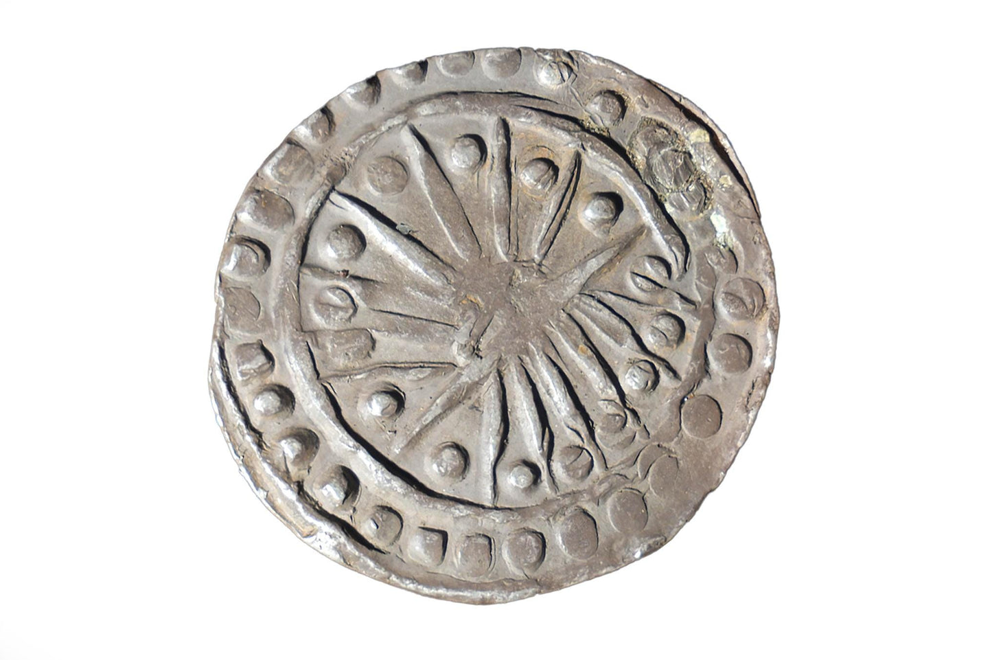 Stara srebrna moneta Królestwa Pyu, Sri Ksetra, Myanmar, IX w. n.e.