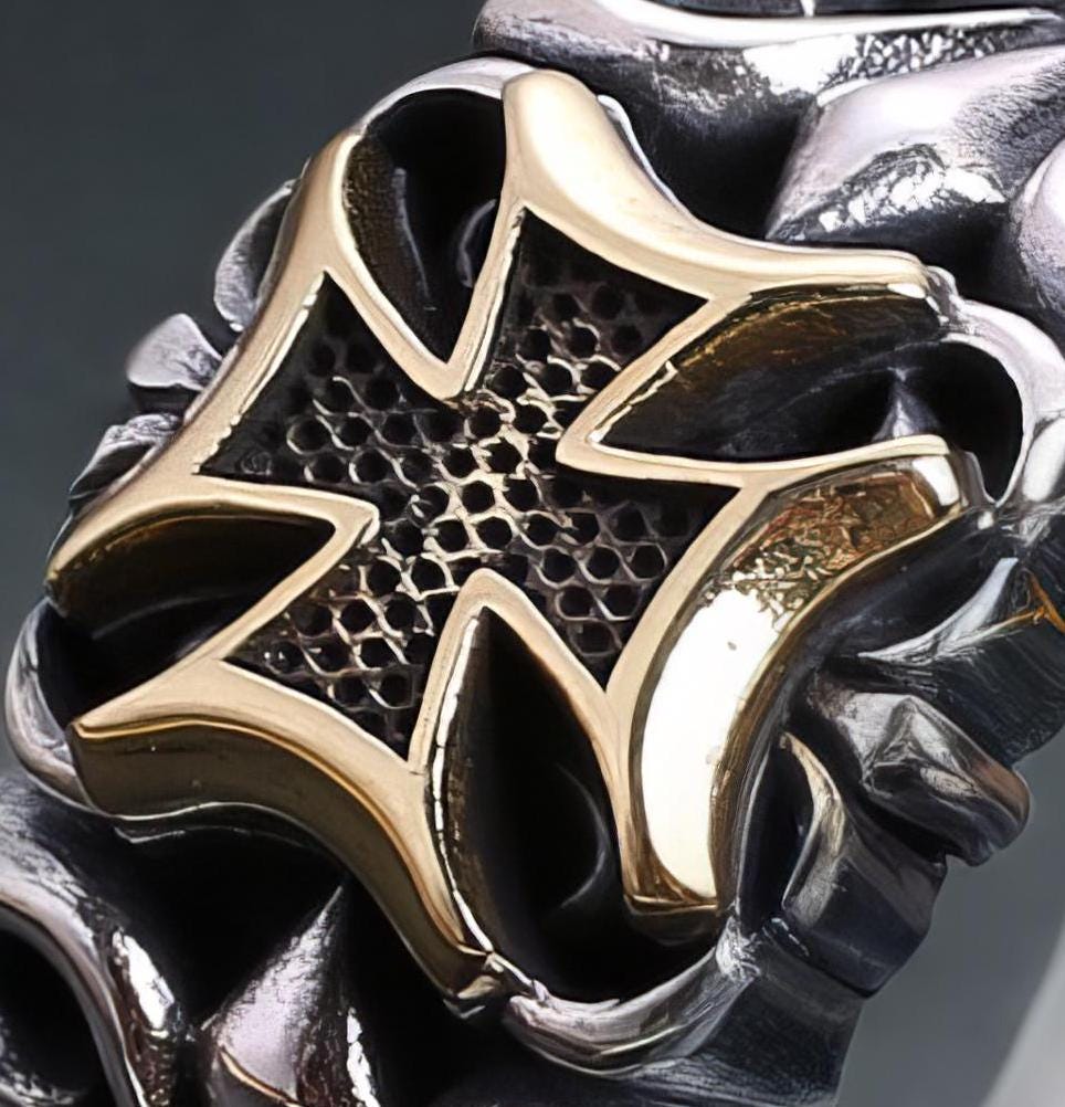 Handgefertigter 925er silberbeschichteter Ring mit Kreuz | Herrenring | Verstellbar | Jahrgang | Einzigartiges Design | Geschenk für Ihn