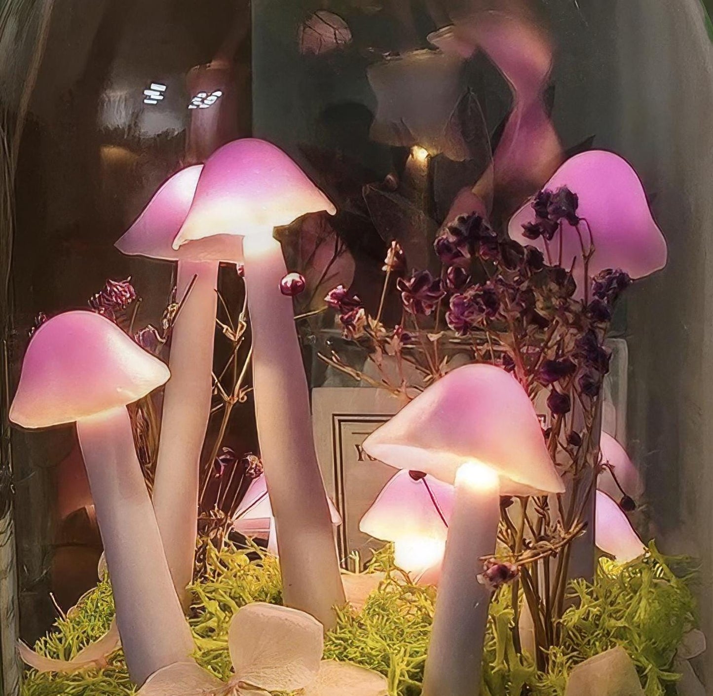 Magiczna, świecąca lampa w kształcie grzyba, bajkowa szklana kopuła, wyjątkowy prezent, dekoracja domu, zestaw DIY