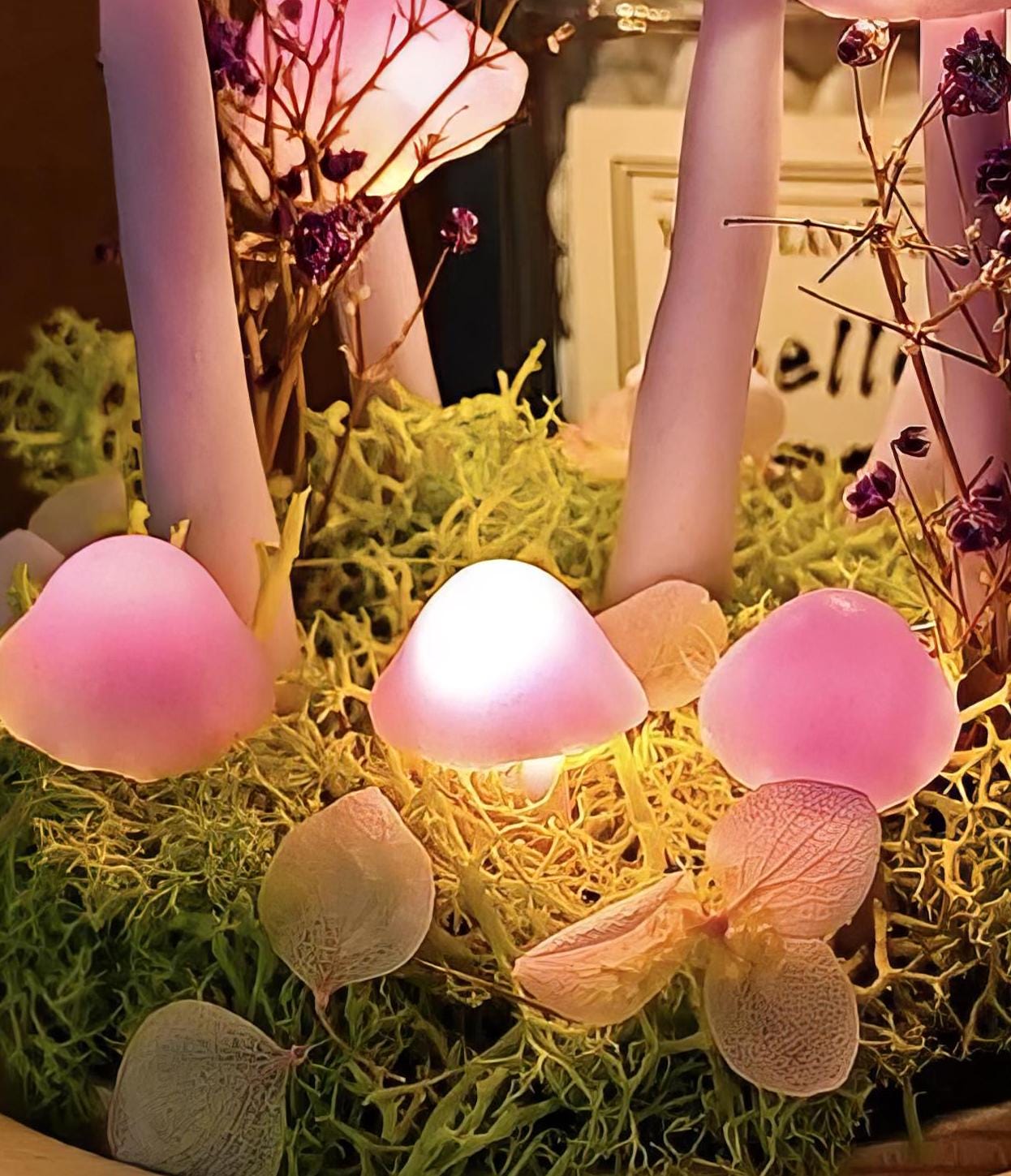 Magiczna, świecąca lampa w kształcie grzyba, bajkowa szklana kopuła, wyjątkowy prezent, dekoracja domu, zestaw DIY