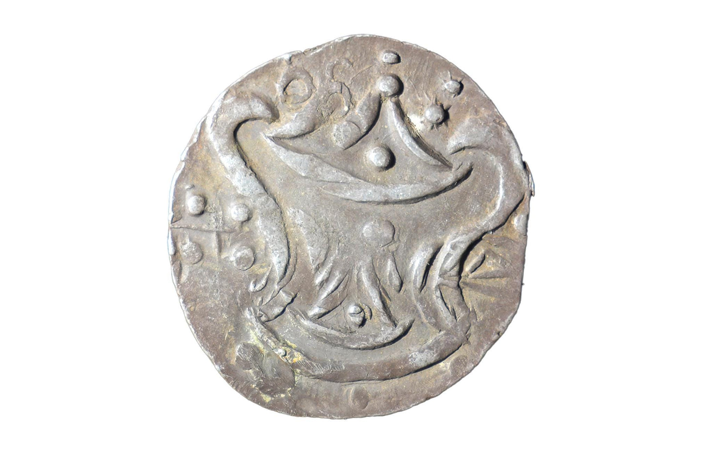 Stara srebrna moneta Królestwa Pyu, Sri Ksetra, Myanmar, IX w. n.e.