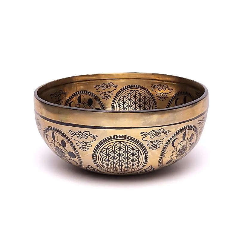 Lasergravierte Klangschale Metatrons Würfel - ±1400 - 1600 g ; ±22 - 24 cm - Laminimas e.K