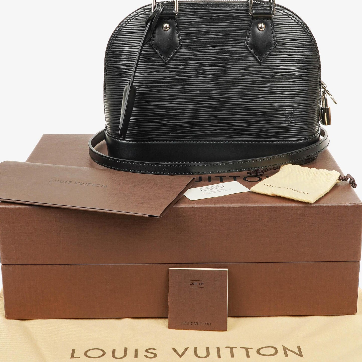 Louis Vuitton Alma BB Handtasche aus schwarzem Epi-Leder