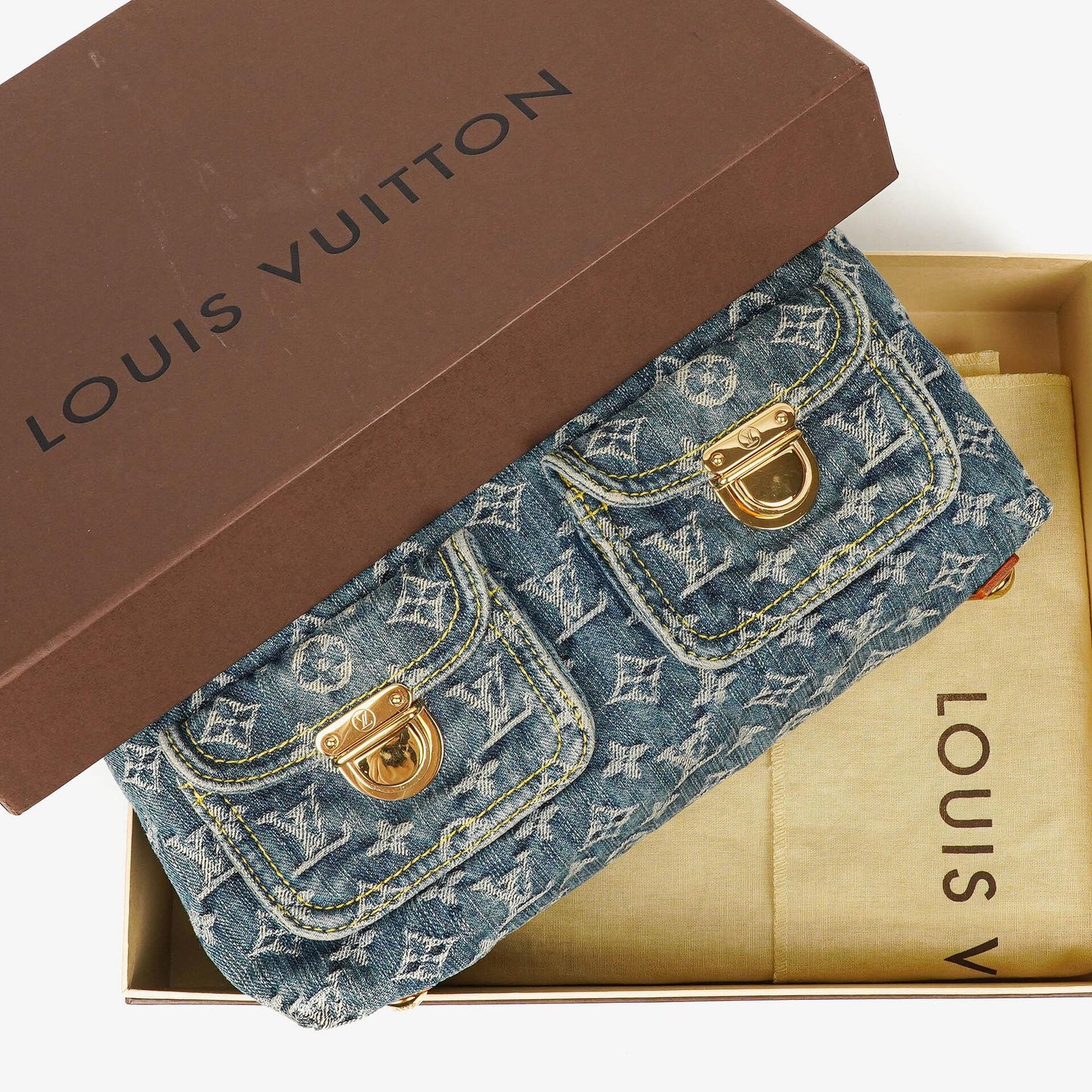 Louis Vuitton Baggy PM Schultertasche aus Monogram Denim