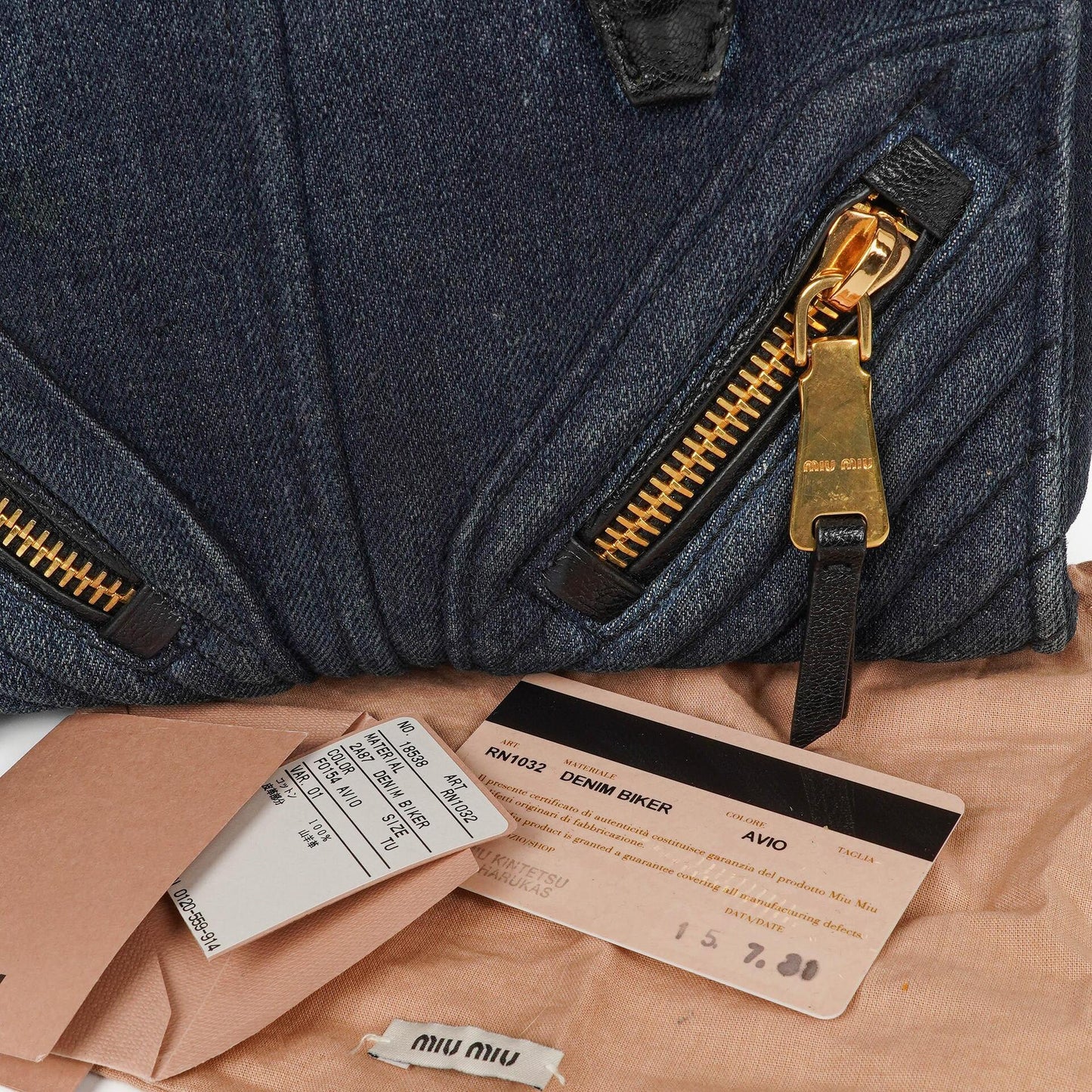 Miu Miu Denim Biker Avio Handtasche