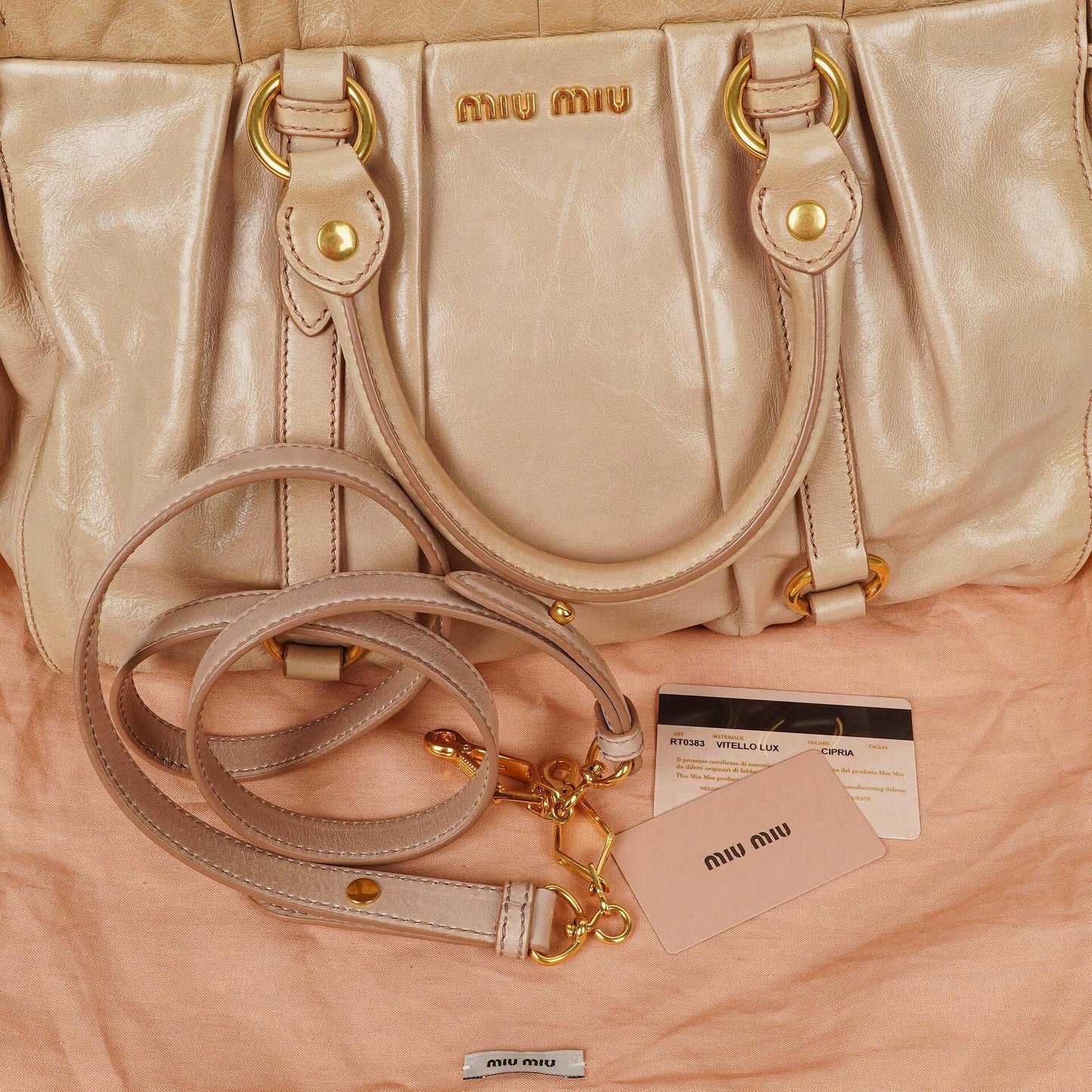 Miu Miu Vitello Lux Cipria Satchel Tasche