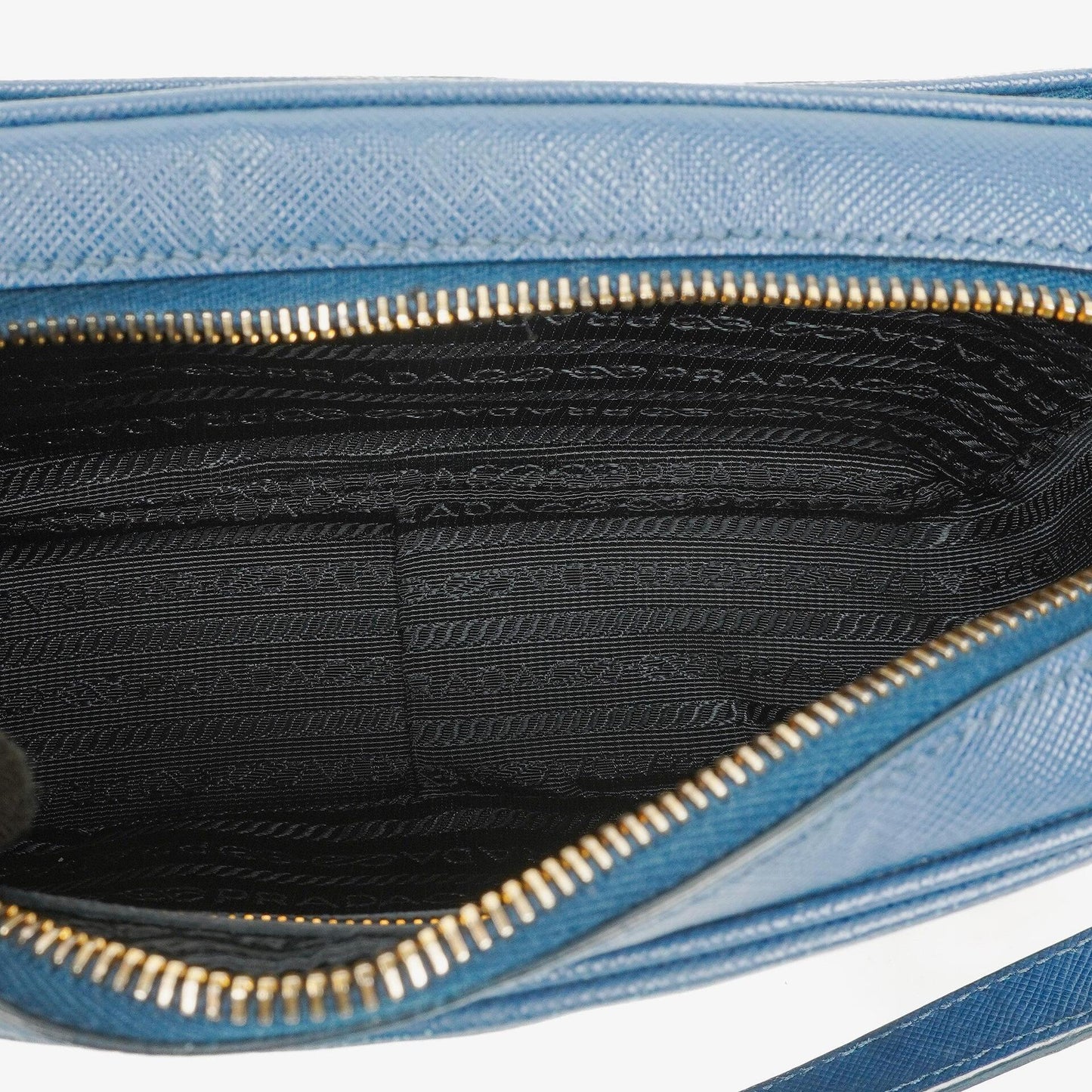 Prada Bleuette Saffiano Lux Umhängetasche mit Doppelreißverschluss