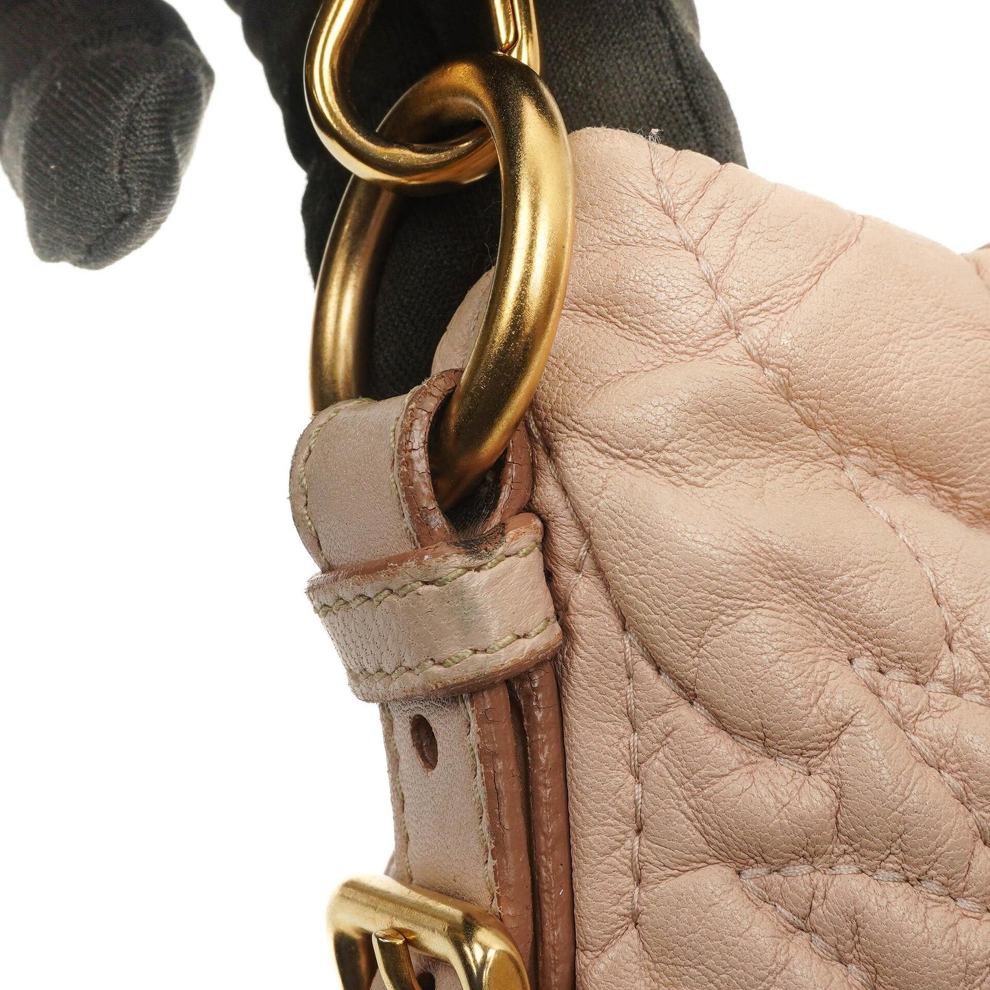 Prada Nappa Stiche Rosa Beige Schultertasche