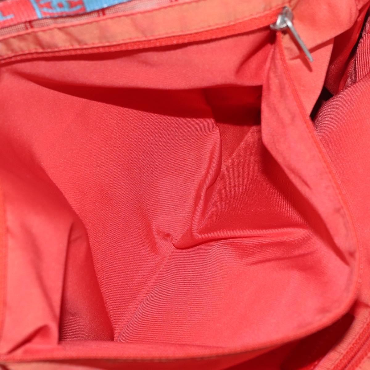 Chanel CHANEL New Travel Line Tote Bag Nylon Red Silver CC Authentic BA12813