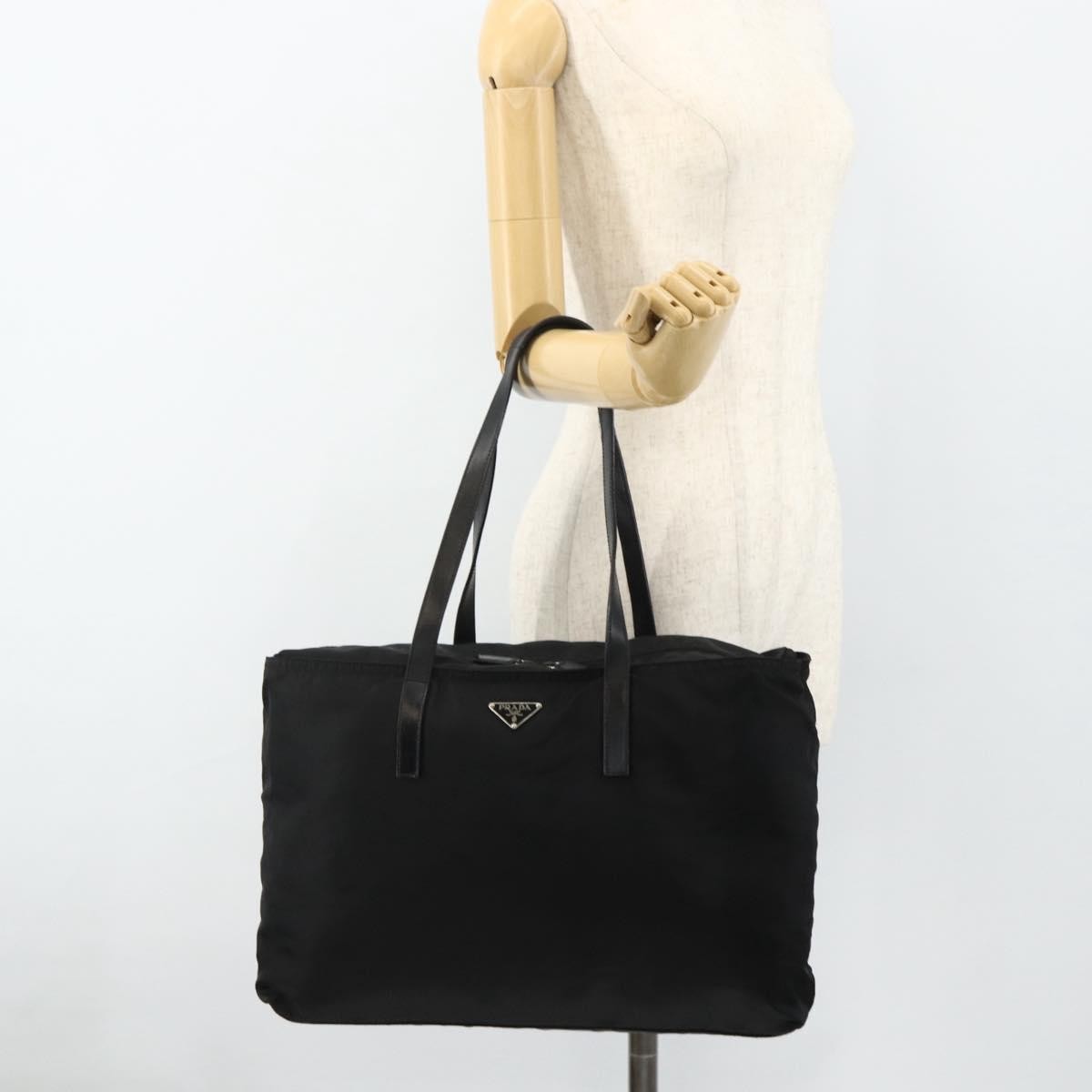 Prada PRADA Tote Bag Nylon Black Silver Authentic ep14252