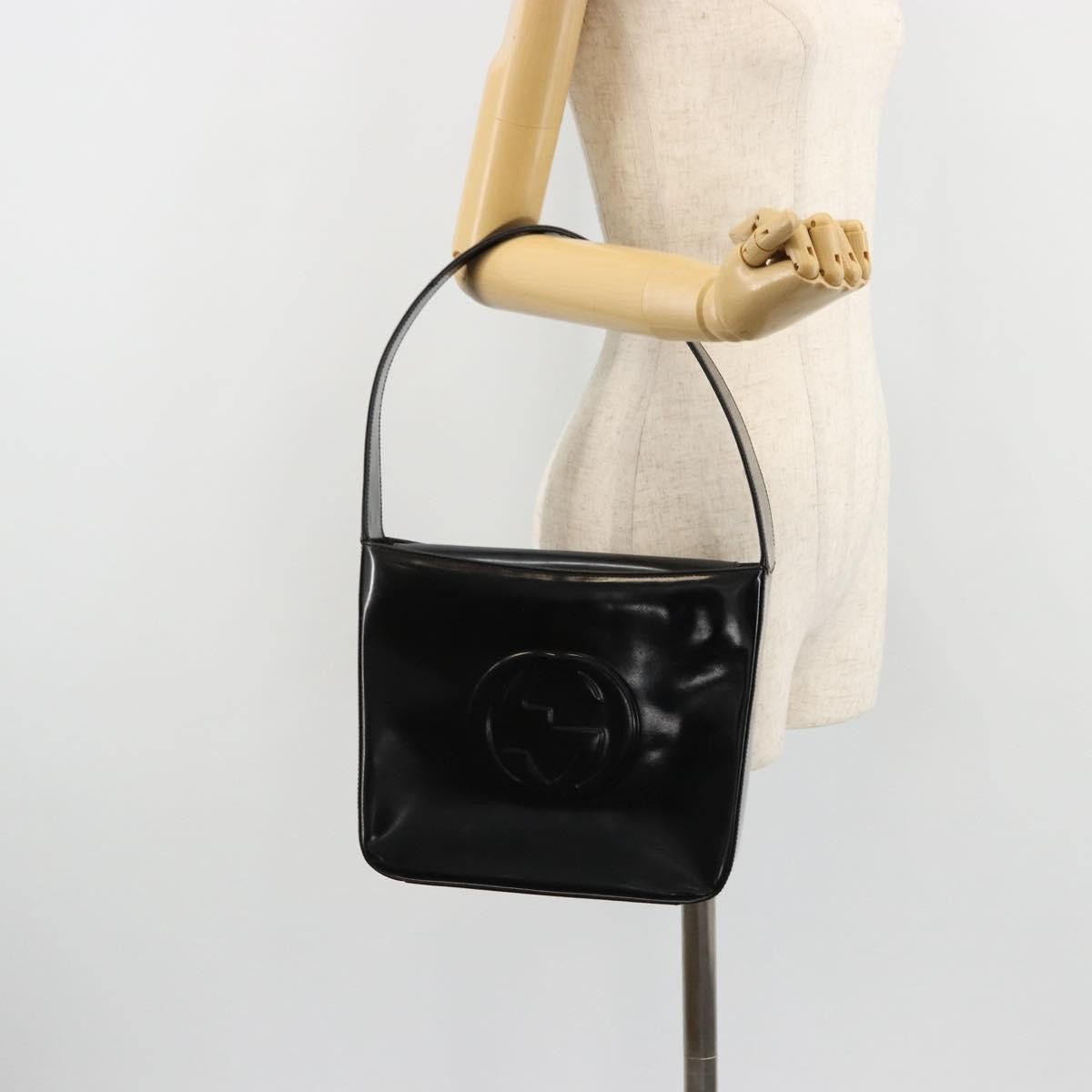 Gucci GUCCI Soho Shoulder Bag Patent leather Black Silver Authentic 179948