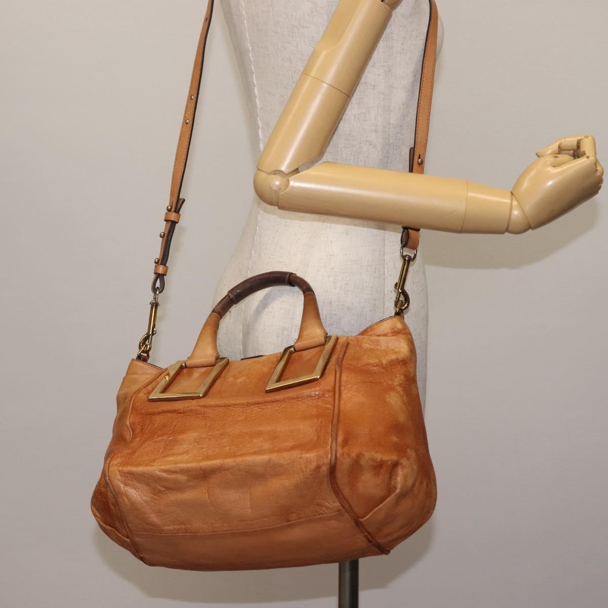 Chloé Chloé Chloe Etel Hand Bag Leather 2way Beige Gold Authentic fm4883