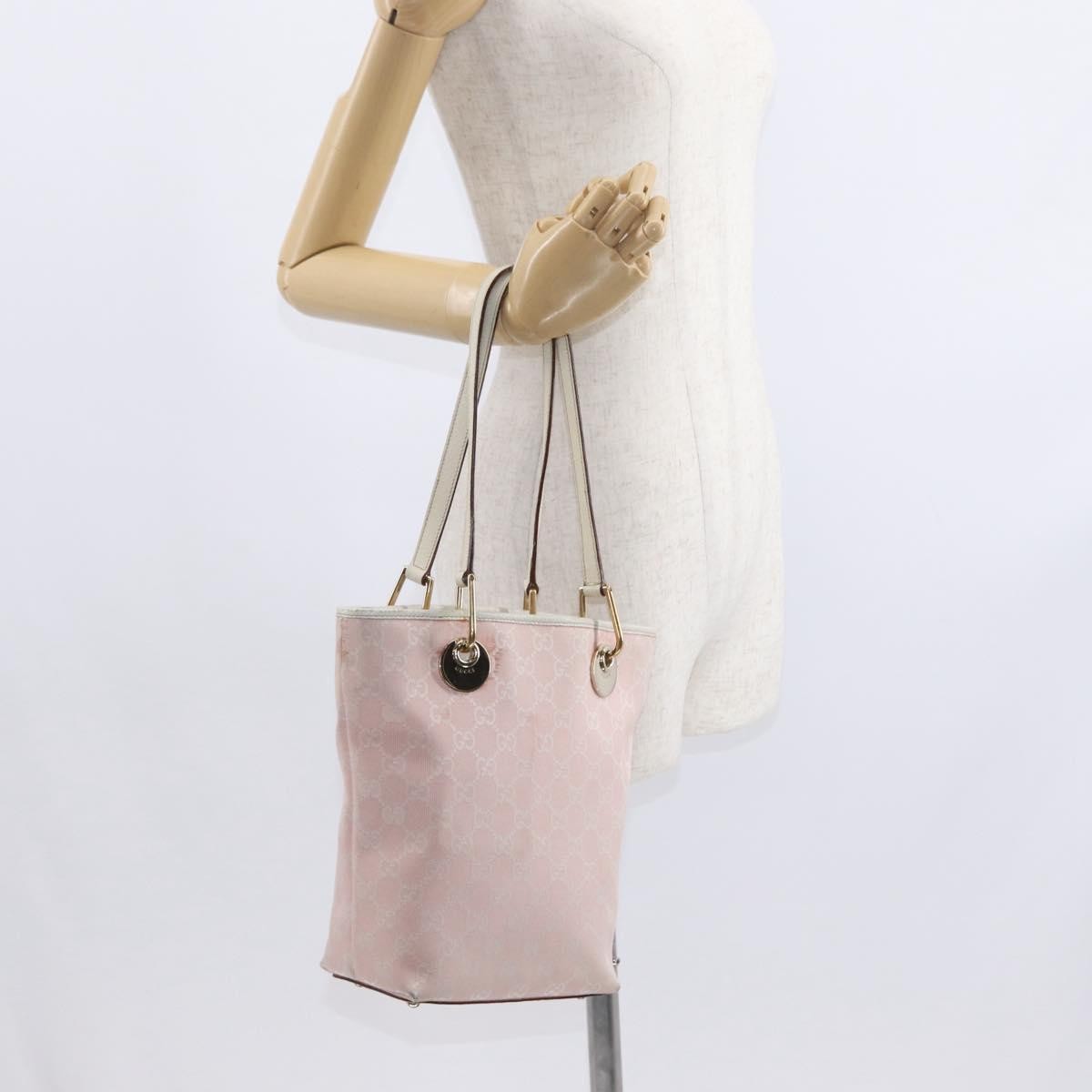Gucci GUCCI GG Canvas Tote Bag Pink Gold 120840 Authentic 159575
