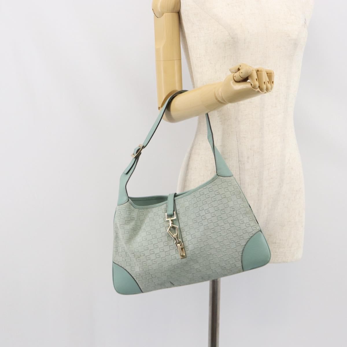 Gucci GUCCI Shoulder Bag Suede Light Blue Gold 001 4057 Authentic ep12851