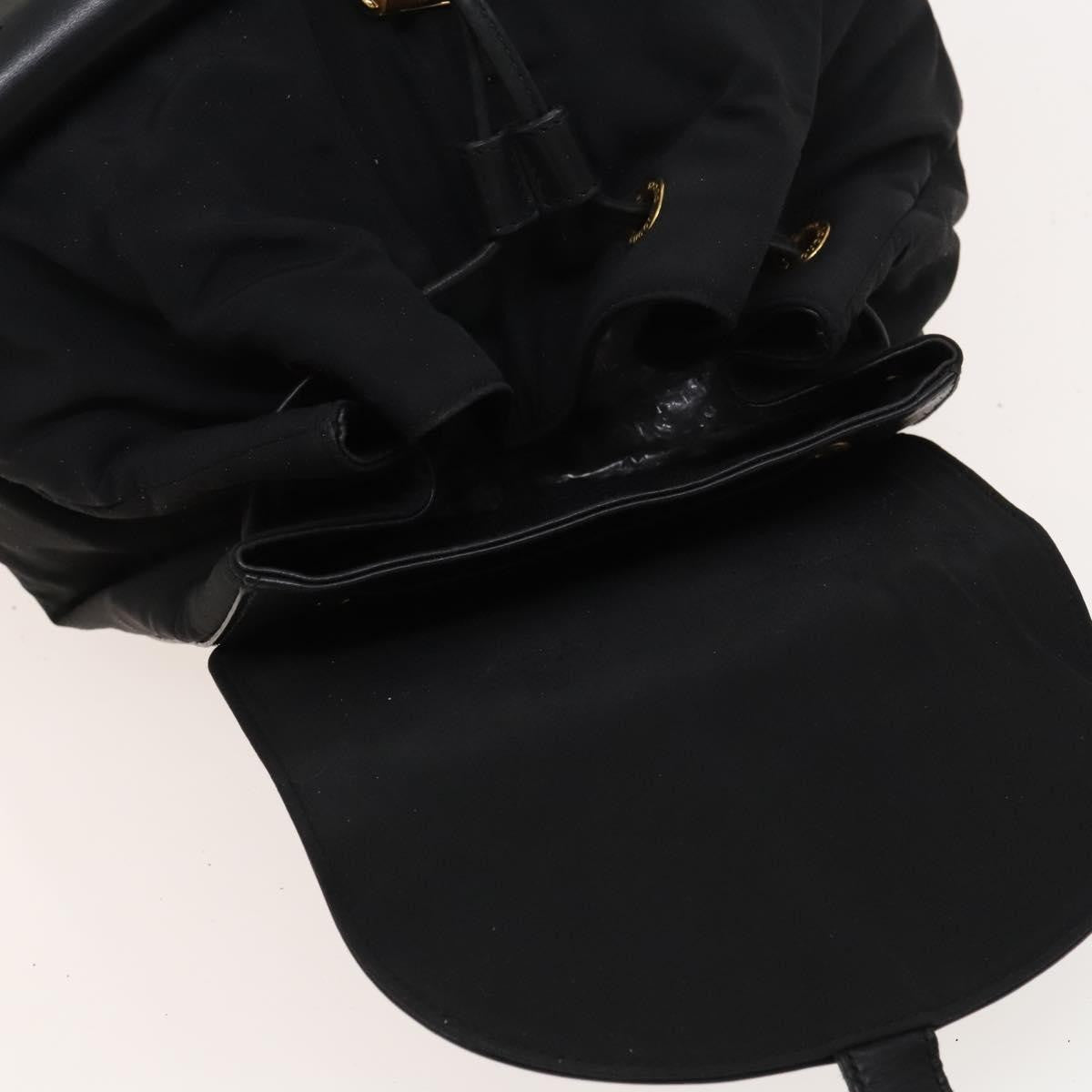 Gucci GUCCI Bamboo Backpack Leather Black Authentic th5812 Bag
