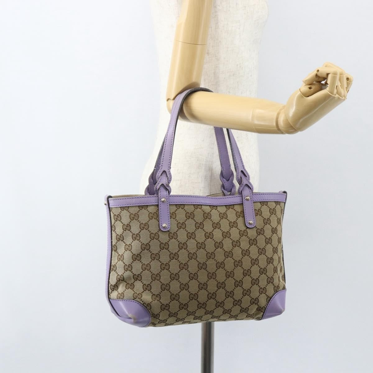 Gucci GUCCI GG Canvas Tote Bag Beige Gold 269878 Authentic ka541