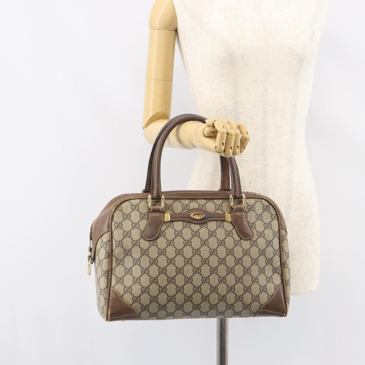 Gucci GUCCI GG Supreme Boston Bag PVC Beige Gold Authentic 156838