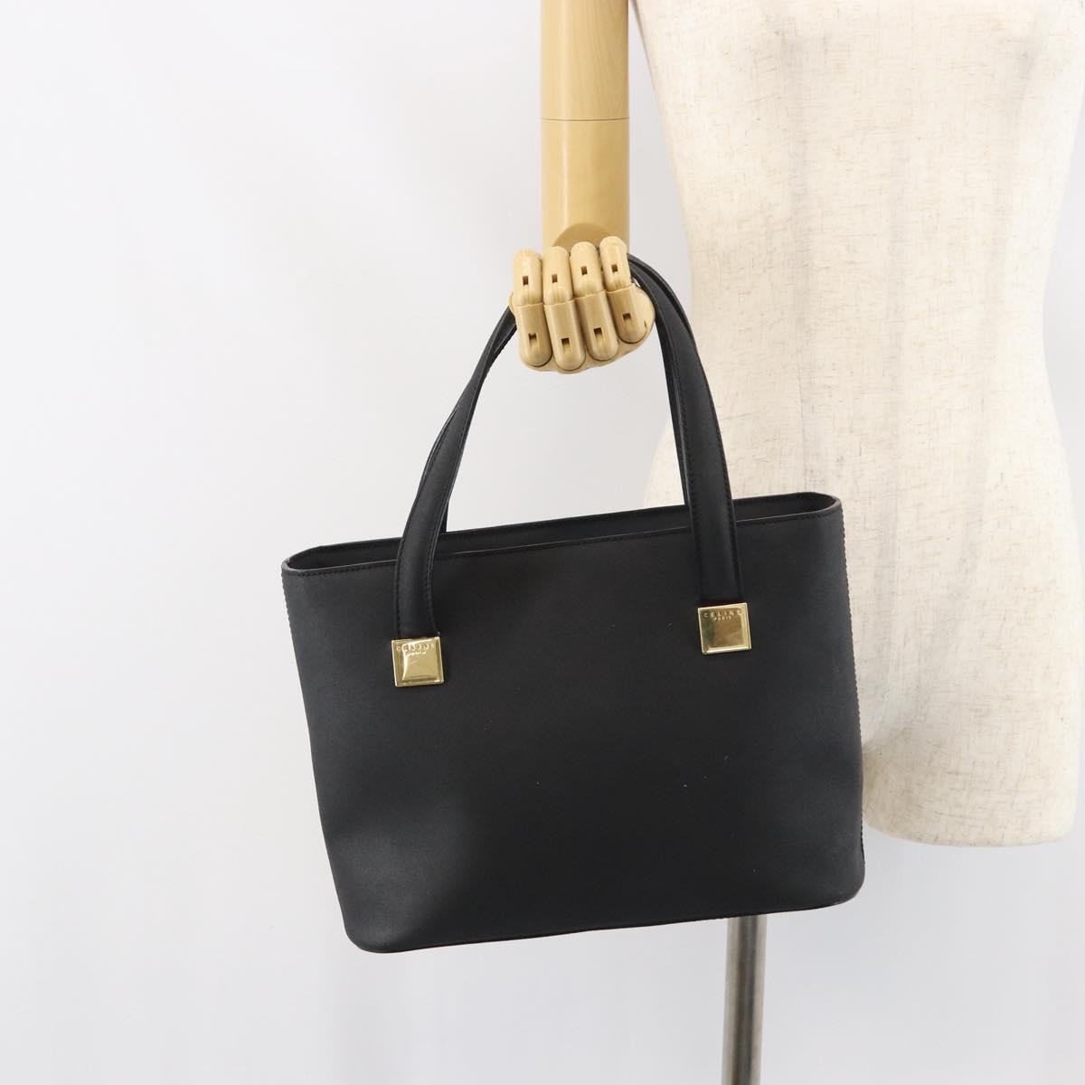 Celine CELINE Hand Bag Leather Black Gold Authentic BA9124