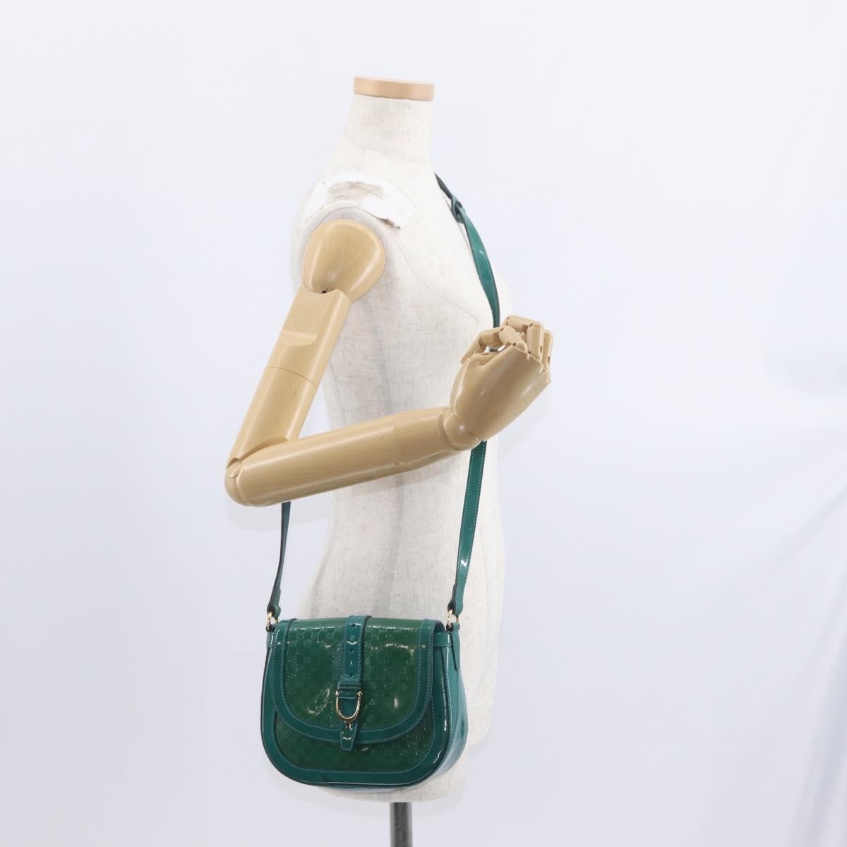 Gucci GUCCI Micro GG Canvas Shoulder Bag Enamel Outlet Turquoise Blue Gold Authentic ka641
