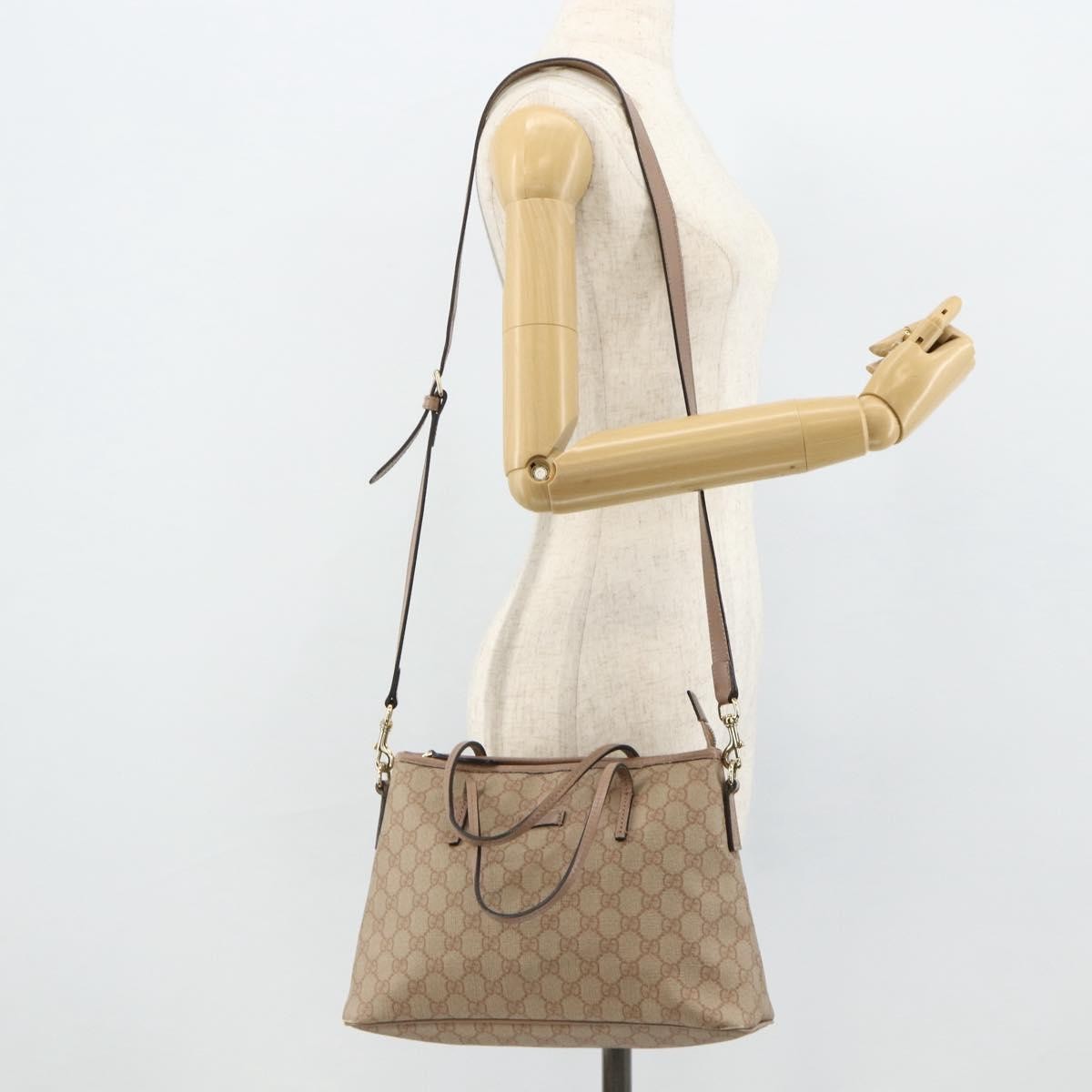 Gucci GUCCI GG Supreme Tote Bag PVC 2way Beige Gold 353440 Authentic 178185