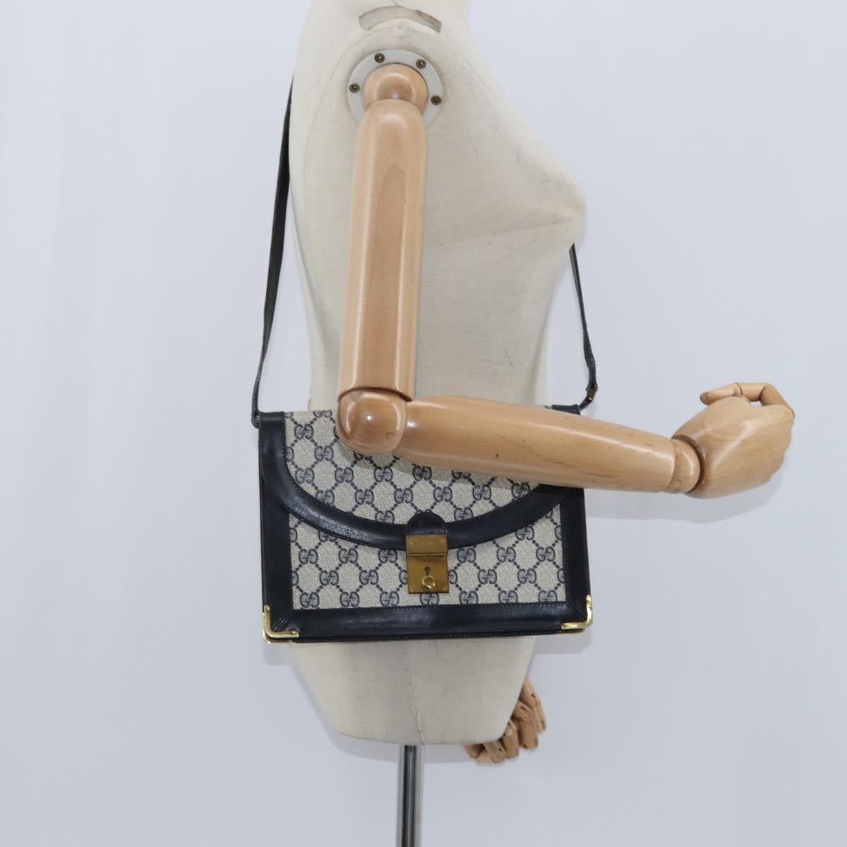 Gucci GUCCI GG Supreme Shoulder Bag PVC Navy Gold Authentic BA7379
